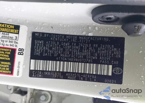 2022 Toyota Avalon Limited Hybrid from USA, damaged, VIN 4T1DA1ABXNU012785